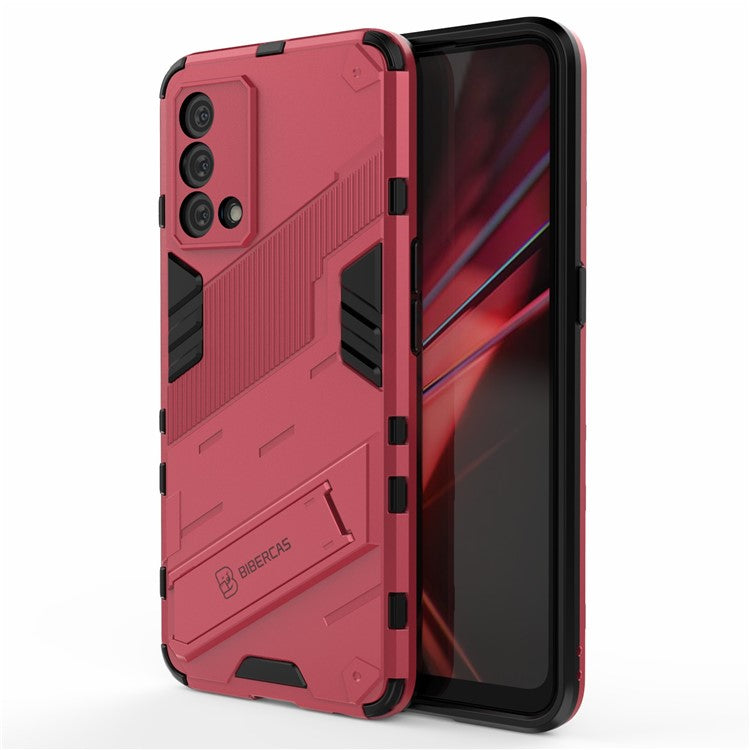 PC + TPU Shockproof Hybrid Case Phone Cover with Foldable Kickstand for Oppo K9 - Rose