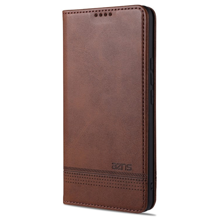 AZNS for vivo V21 4G Stand Wallet Case Auto-absorbed Magnetic Leather Phone Shell - Coffee