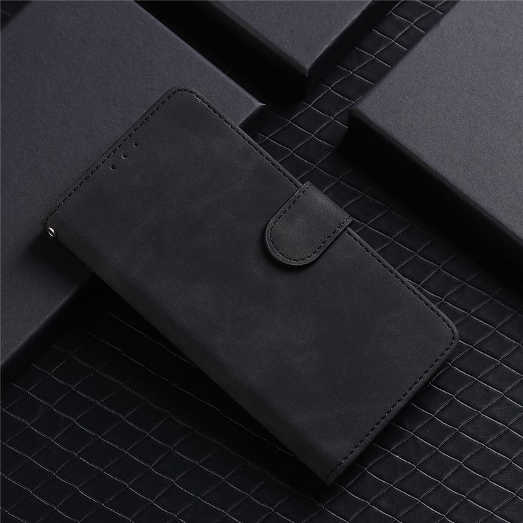 Skin-touch PU Leather Protective Phone Cover Supporting Stand Cover Wallet for vivo Y72 5G / iQOO Z3 5G - Black