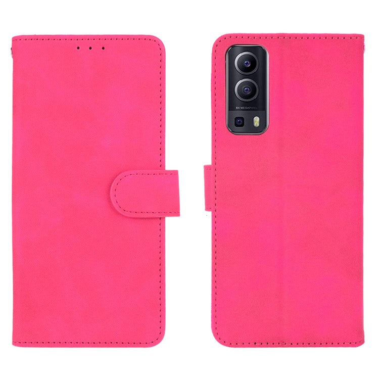 Skin-touch PU Leather Protective Phone Cover Supporting Stand Cover Wallet for vivo Y72 5G / iQOO Z3 5G - Rose