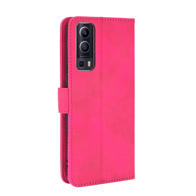 Skin-touch PU Leather Protective Phone Cover Supporting Stand Cover Wallet for vivo Y72 5G / iQOO Z3 5G - Rose