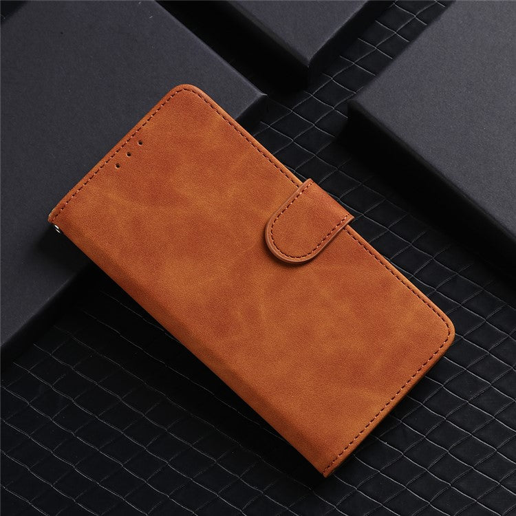 Skin-touch PU Leather Protective Phone Cover Supporting Stand Cover Wallet for vivo Y72 5G / iQOO Z3 5G - Brown