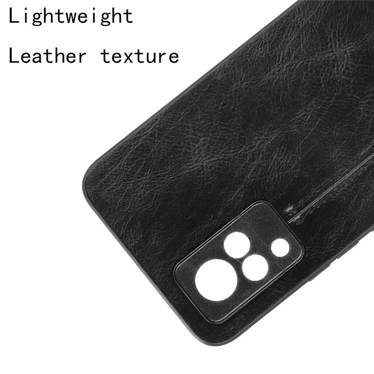 PC+TPU PU Leather Coated Stitching Line Design Phone Cover Case for vivo V21 5G/4G - Black