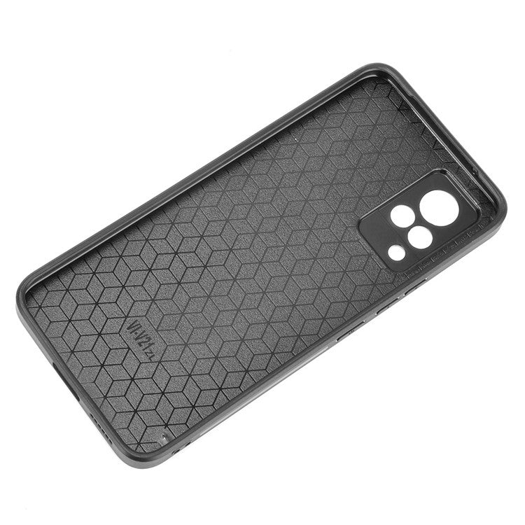 PC+TPU PU Leather Coated Stitching Line Design Phone Cover Case for vivo V21 5G/4G - Black