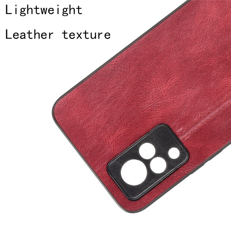 PC+TPU PU Leather Coated Stitching Line Design Phone Cover Case for vivo V21 5G/4G - Red