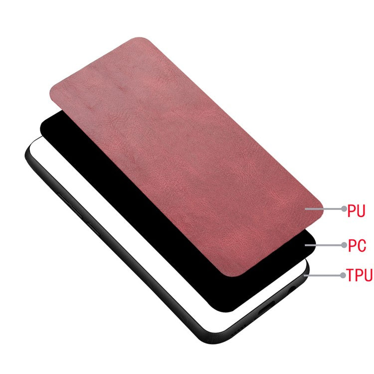 PC+TPU PU Leather Coated Stitching Line Design Phone Cover Case for vivo V21 5G/4G - Red