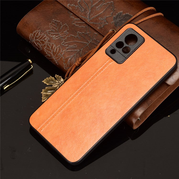 PC+TPU PU Leather Coated Stitching Line Design Phone Cover Case for vivo V21 5G/4G - Yellow