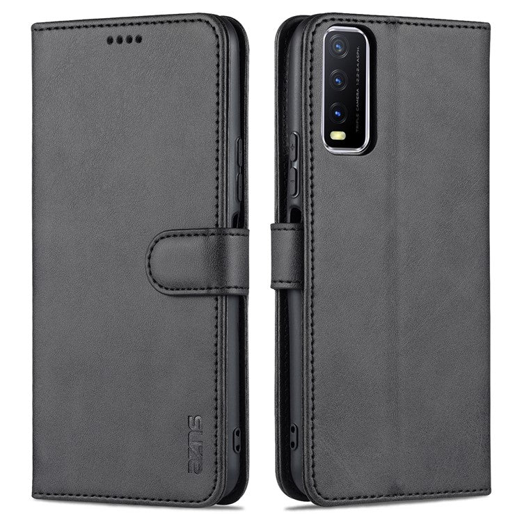 AZNS PU Leather Stand Wallet Cover Protective Phone Case for vivo Y20/Y20i/Y20s/Y11s/iQOO U1x/Y30 (China) - Black