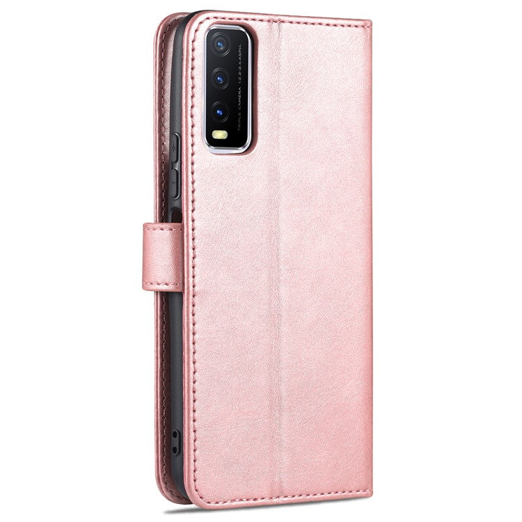 AZNS PU Leather Stand Wallet Cover Protective Phone Case for vivo Y20/Y20i/Y20s/Y11s/iQOO U1x/Y30 (China) - Rose Gold