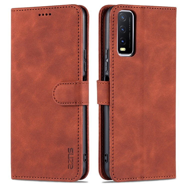 AZNS PU Leather Stand Wallet Cover Protective Phone Case for vivo Y20/Y20i/Y20s/Y11s/iQOO U1x/Y30 (China) - Brown