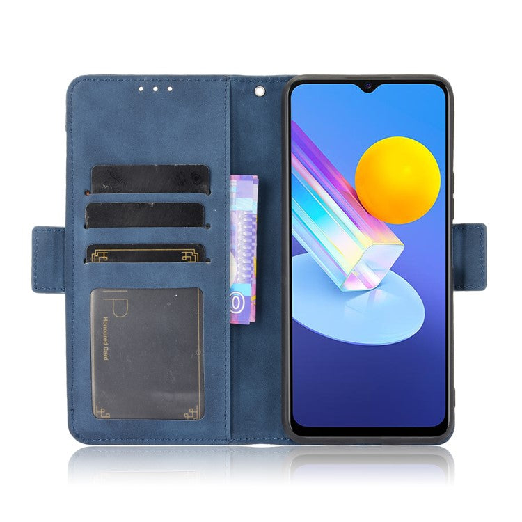 For vivo Y72 5G/iQOO Z3 5G Protective Leather Stand Case with Multiple Card Slots - Blue