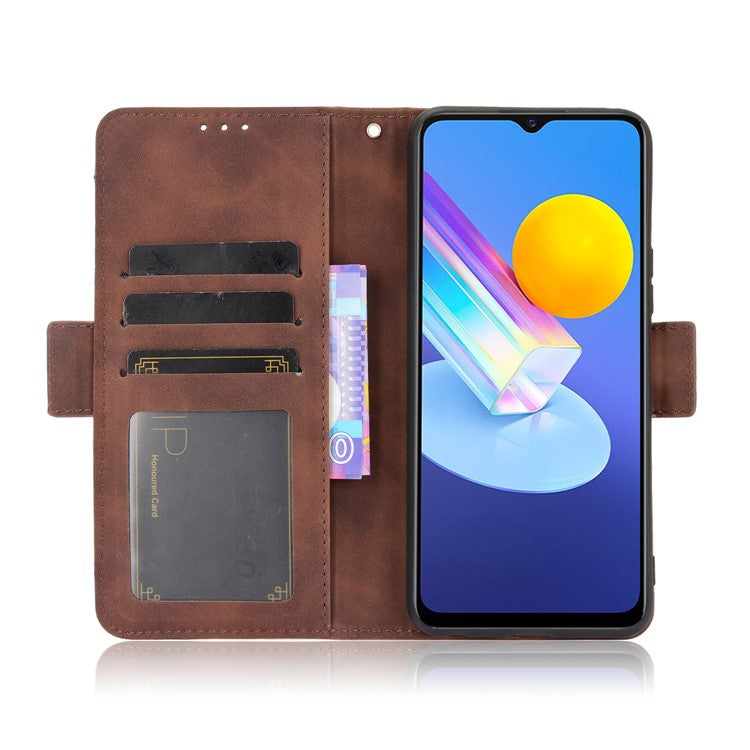 For vivo Y72 5G/iQOO Z3 5G Protective Leather Stand Case with Multiple Card Slots - Brown