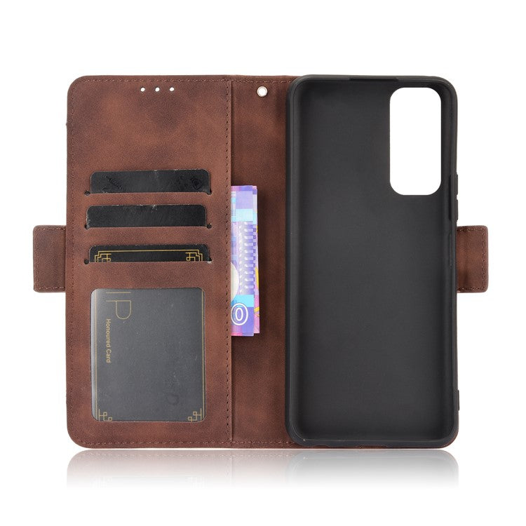 For vivo Y72 5G/iQOO Z3 5G Protective Leather Stand Case with Multiple Card Slots - Brown