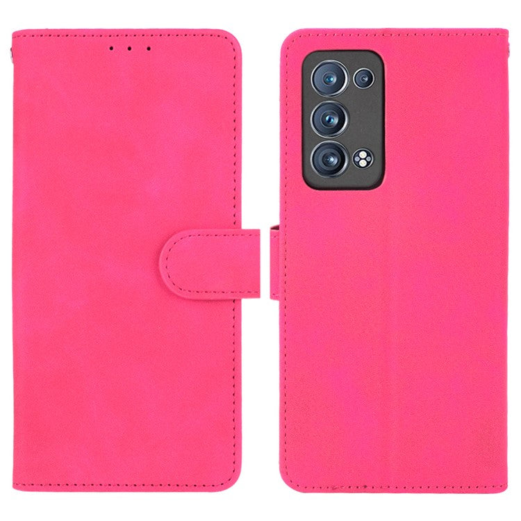 Skin-touch Feeling PU Leather Protective Phone Cover Supporting Stand Cover Wallet for Oppo Reno6 Pro+ 5G/Pro 5G (Snapdragon) - Rose