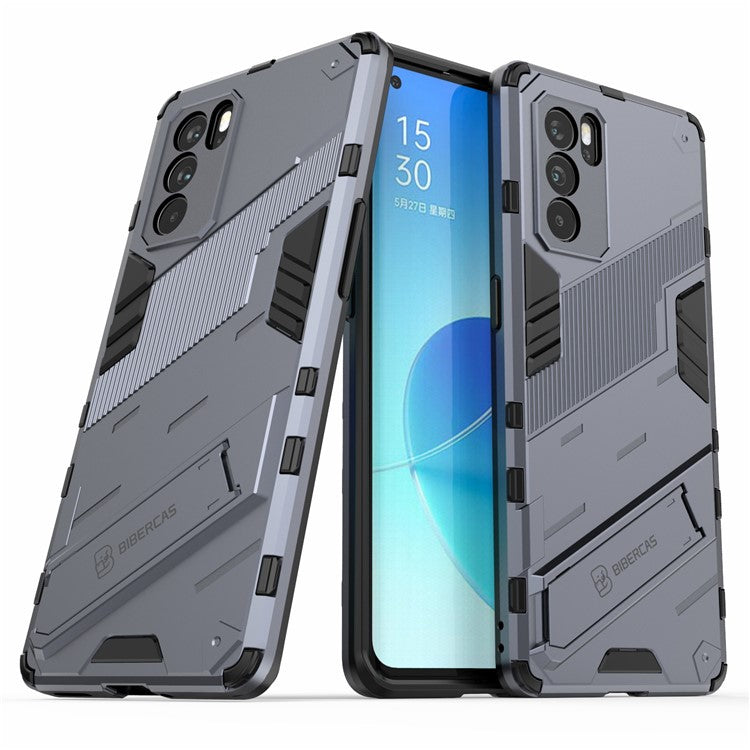 Kickstand Design Heavy Duty Tough Protection PC + TPU Case for Oppo Reno6 Pro 5G (MediaTek) - Dark Blue