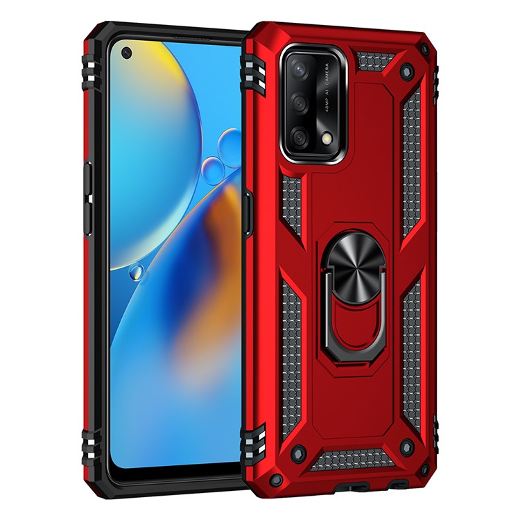 Military Grade Hybrid Hard PC + Soft TPU Heavy Duty Shockproof Protective Phone Case for Oppo A74 4G / Oppo F19 - Red