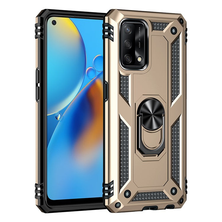 Military Grade Hybrid Hard PC + Soft TPU Heavy Duty Shockproof Protective Phone Case for Oppo A74 4G / Oppo F19 - Gold