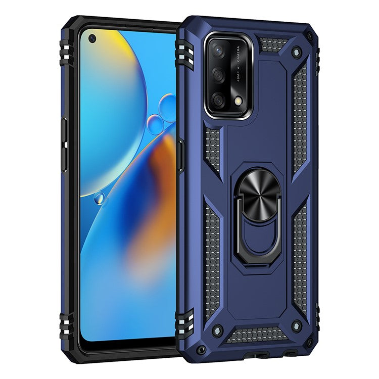 Military Grade Hybrid Hard PC + Soft TPU Heavy Duty Shockproof Protective Phone Case for Oppo A74 4G / Oppo F19 - Blue