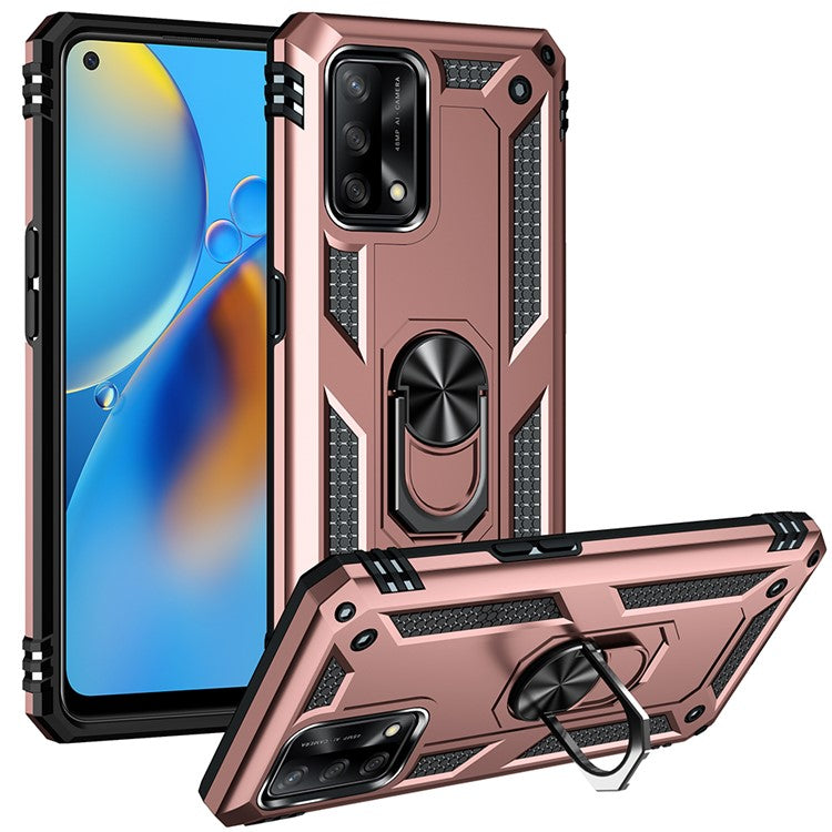 Military Grade Hybrid Hard PC + Soft TPU Heavy Duty Shockproof Protective Phone Case for Oppo A74 4G / Oppo F19 - Rose Gold