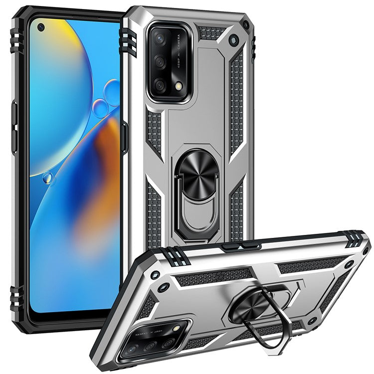 Military Grade Hybrid Hard PC + Soft TPU Heavy Duty Shockproof Protective Phone Case for Oppo A74 4G / Oppo F19 - Silver