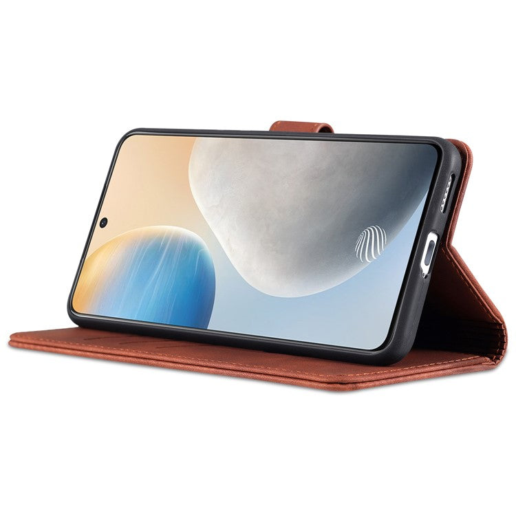 AZNS PU Leather Wallet Phone Cover Stand Case Protector for vivo X60 5G / X60 Pro 5G (Global) - Brown