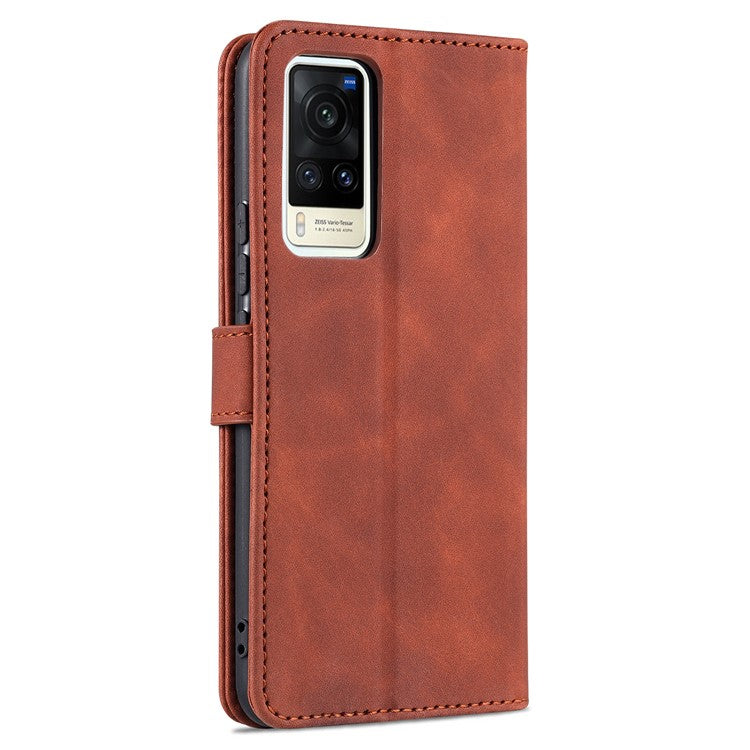 AZNS PU Leather Wallet Phone Cover Stand Case Protector for vivo X60 5G / X60 Pro 5G (Global) - Brown