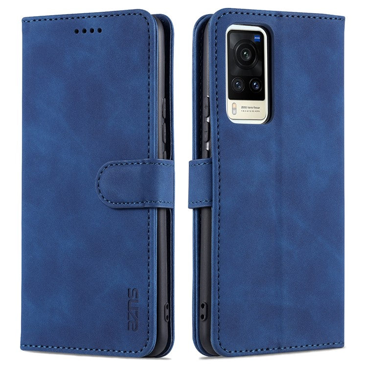 AZNS PU Leather Wallet Phone Cover Stand Case Protector for vivo X60 5G / X60 Pro 5G (Global) - Blue