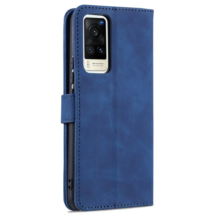 AZNS PU Leather Wallet Phone Cover Stand Case Protector for vivo X60 5G / X60 Pro 5G (Global) - Blue