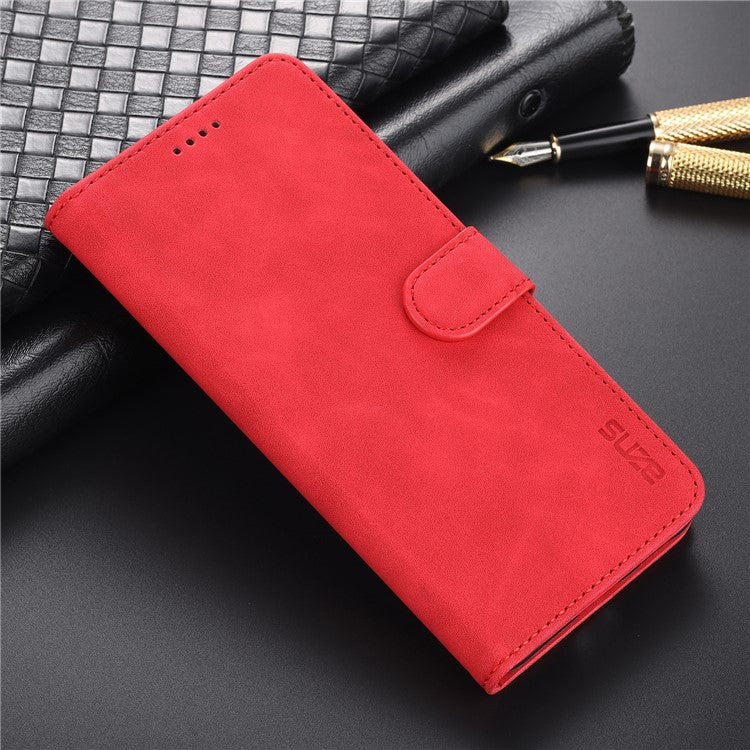 AZNS PU Leather Wallet Phone Cover Stand Case Protector for vivo X60 5G / X60 Pro 5G (Global) - Red