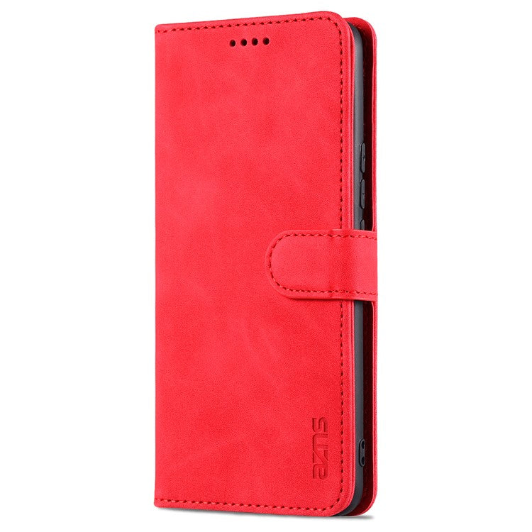 AZNS PU Leather Wallet Phone Cover Stand Case Protector for vivo X60 5G / X60 Pro 5G (Global) - Red