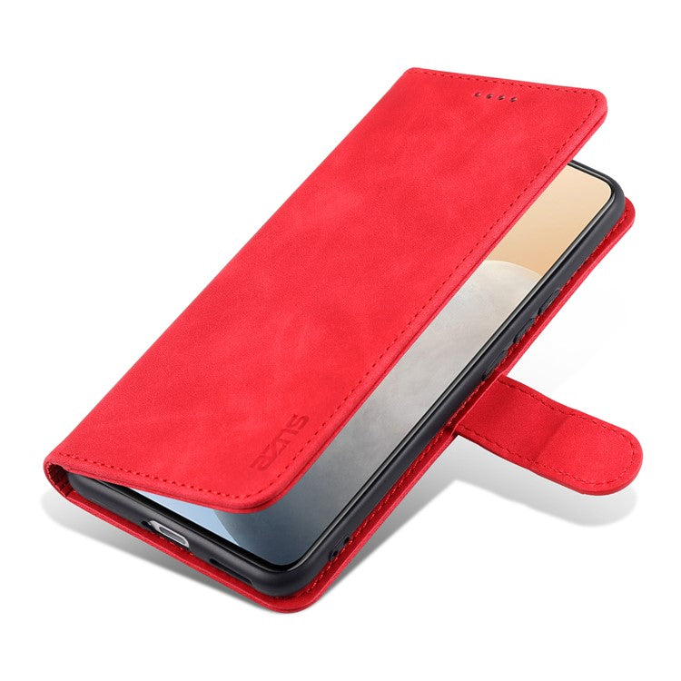 AZNS PU Leather Wallet Phone Cover Stand Case Protector for vivo X60 5G / X60 Pro 5G (Global) - Red