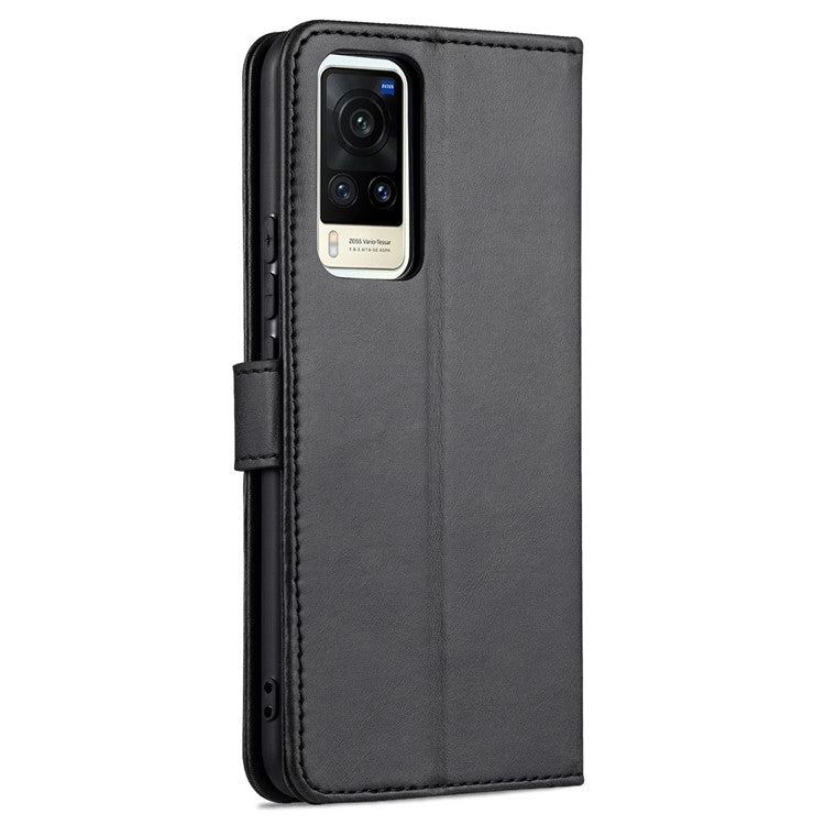 AZNS PU Leather Wallet Phone Cover Stand Case Protector for vivo X60 5G / X60 Pro 5G (Global) - Black