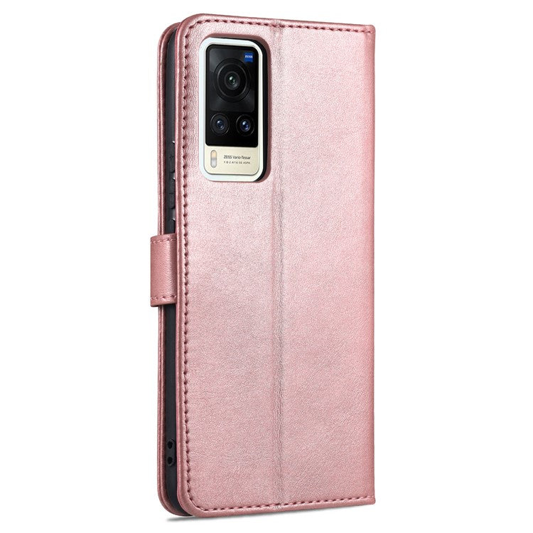 AZNS PU Leather Wallet Phone Cover Stand Case Protector for vivo X60 5G / X60 Pro 5G (Global) - Rose Gold