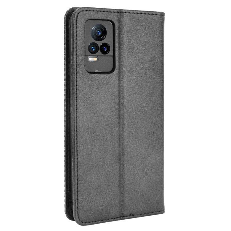 Magnetic Auto-absorbed Full Protection Wallet Stand Cover Leather Phone Case for vivo V21e 4G / vivo Y73 2021 - Black