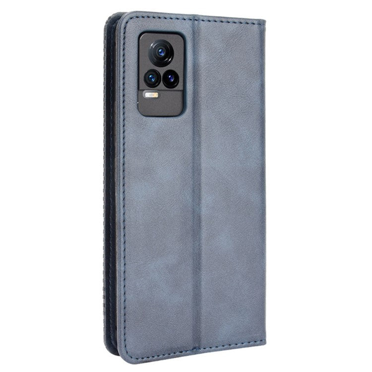 Magnetic Auto-absorbed Full Protection Wallet Stand Cover Leather Phone Case for vivo V21e 4G / vivo Y73 2021 - Blue