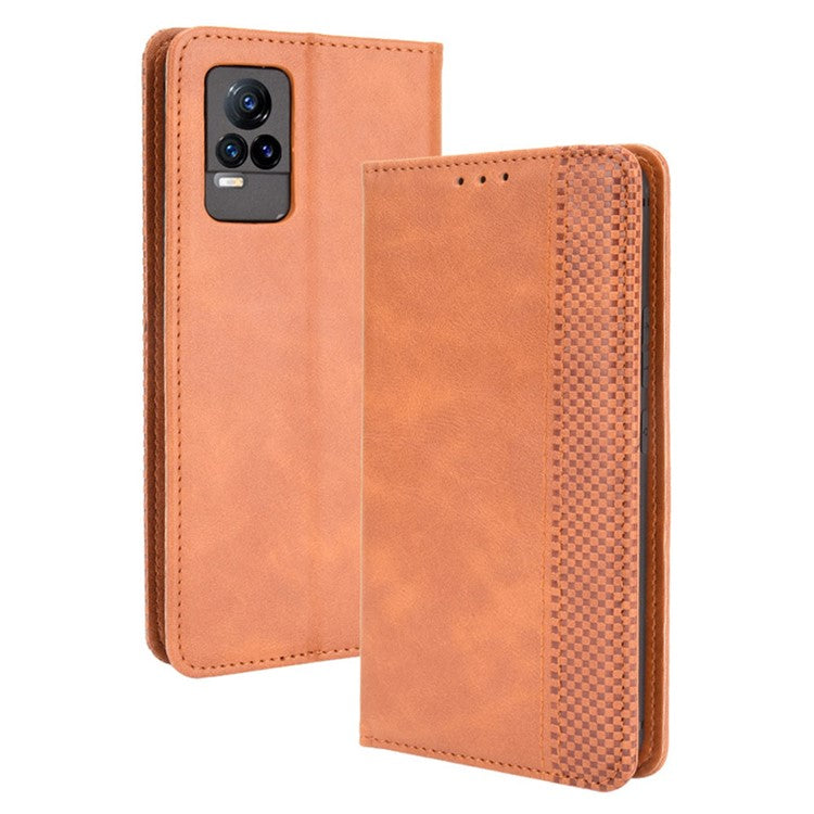 Magnetic Auto-absorbed Full Protection Wallet Stand Cover Leather Phone Case for vivo V21e 4G / vivo Y73 2021 - Brown