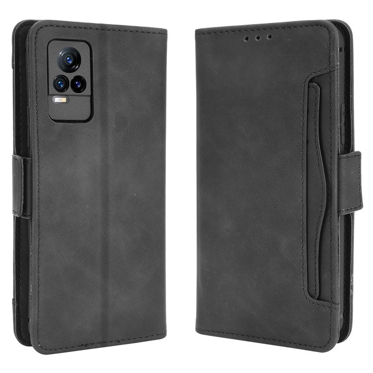 Multiple Card Slots Wallet Stand Phone Case Leather Cover Shell for vivo V21e 4G / vivo Y73 2021 - Black