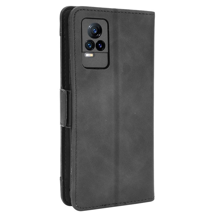 Multiple Card Slots Wallet Stand Phone Case Leather Cover Shell for vivo V21e 4G / vivo Y73 2021 - Black