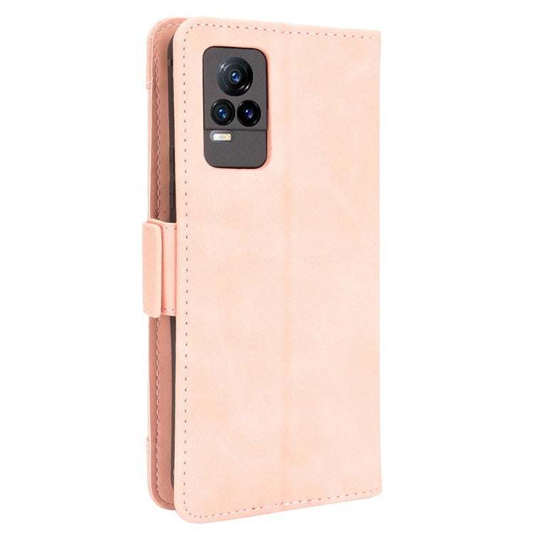 Multiple Card Slots Wallet Stand Phone Case Leather Cover Shell for vivo V21e 4G / vivo Y73 2021 - Pink