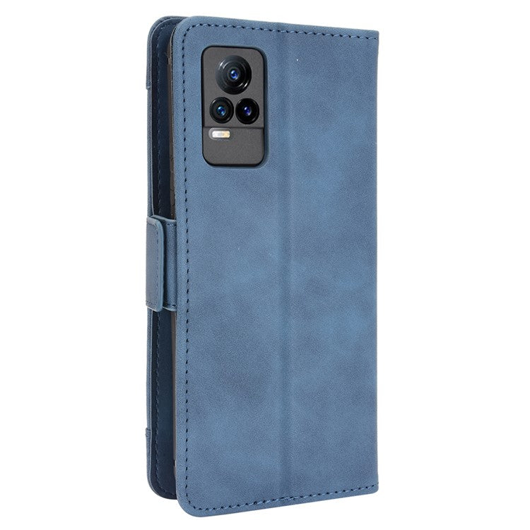 Multiple Card Slots Wallet Stand Phone Case Leather Cover Shell for vivo V21e 4G / vivo Y73 2021 - Blue