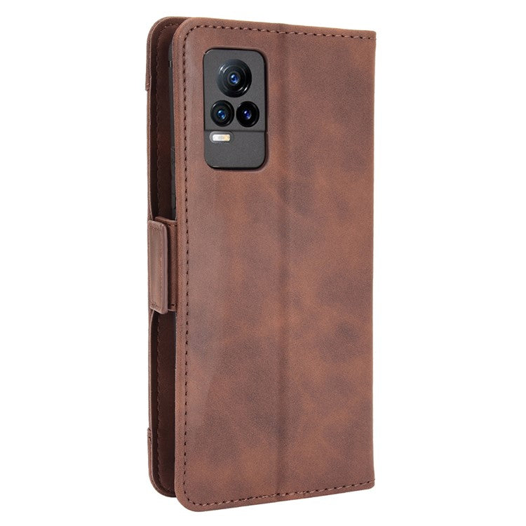 Multiple Card Slots Wallet Stand Phone Case Leather Cover Shell for vivo V21e 4G / vivo Y73 2021 - Brown