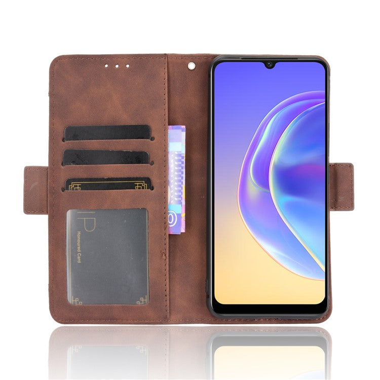 Multiple Card Slots Wallet Stand Phone Case Leather Cover Shell for vivo V21e 4G / vivo Y73 2021 - Brown