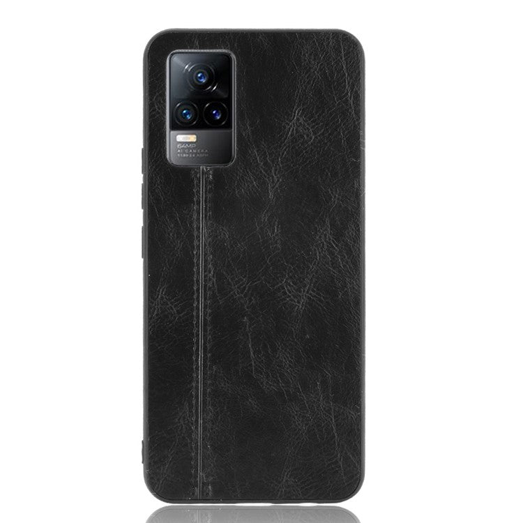 Stitching Line Design Leather Coated PC + TPU Phone Back Case Shell for vivo V21e 4G / Y73 2021 - Black