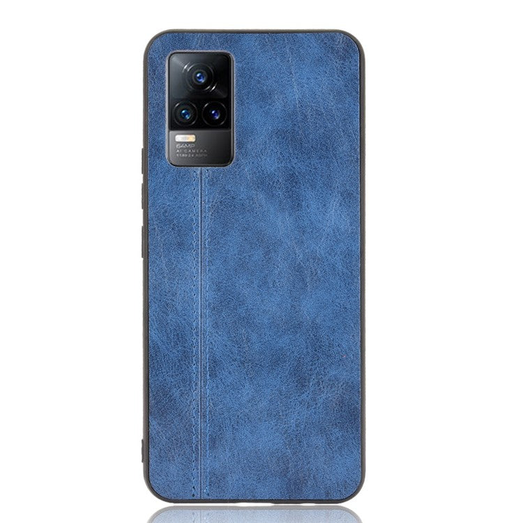 Stitching Line Design Leather Coated PC + TPU Phone Back Case Shell for vivo V21e 4G / Y73 2021 - Blue