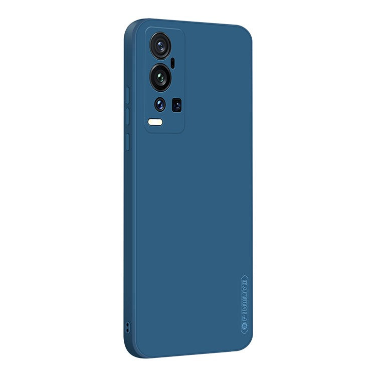 PINWUYOU Simple Style Soft Silicone Gel Rubber Shockproof Cover Case for vivo X60 Pro+ 5G - Blue