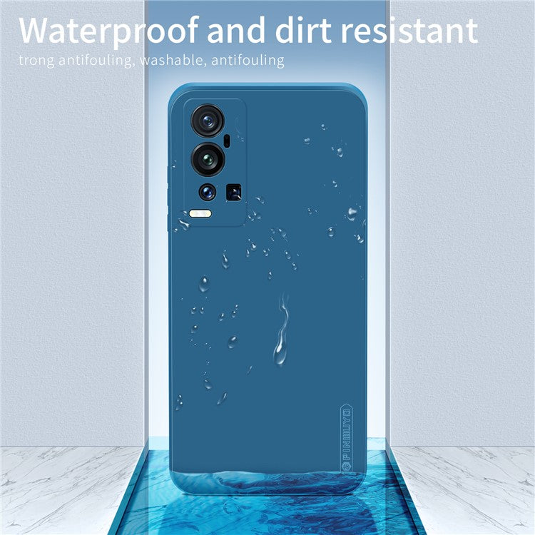 PINWUYOU Simple Style Soft Silicone Gel Rubber Shockproof Cover Case for vivo X60 Pro+ 5G - Blue