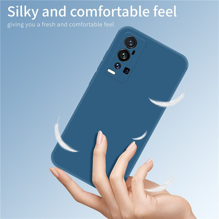 PINWUYOU Simple Style Soft Silicone Gel Rubber Shockproof Cover Case for vivo X60 Pro+ 5G - Blue