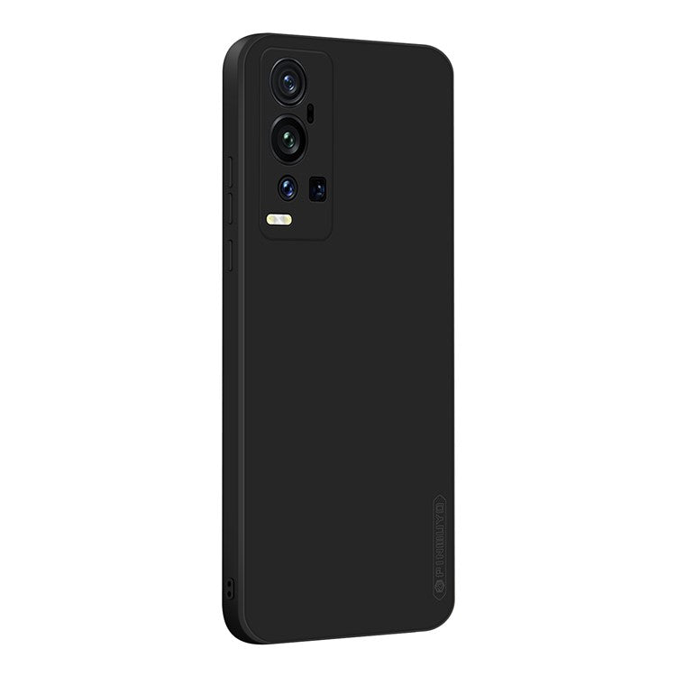 PINWUYOU Simple Style Soft Silicone Gel Rubber Shockproof Cover Case for vivo X60 Pro+ 5G - Black