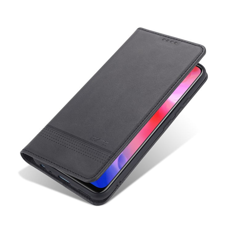 AZNS Auto-absorbed Magnetic Leather Wallet Case Phone Stand Shell for vivo V21e 4G/Y73 (2021) - Black