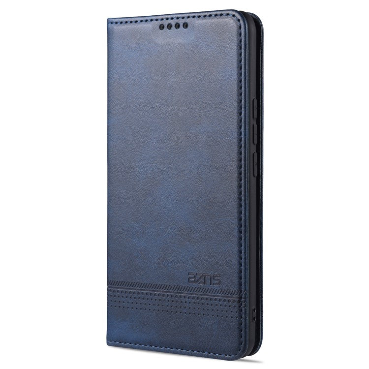 AZNS Auto-absorbed Magnetic Leather Wallet Case Phone Stand Shell for vivo V21e 4G/Y73 (2021) - Blue